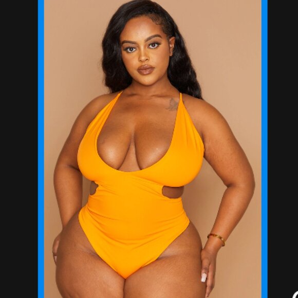 Orange Cross Front Cut out Swimsuit - Pretty Little Thing - Picture 1 of 3
